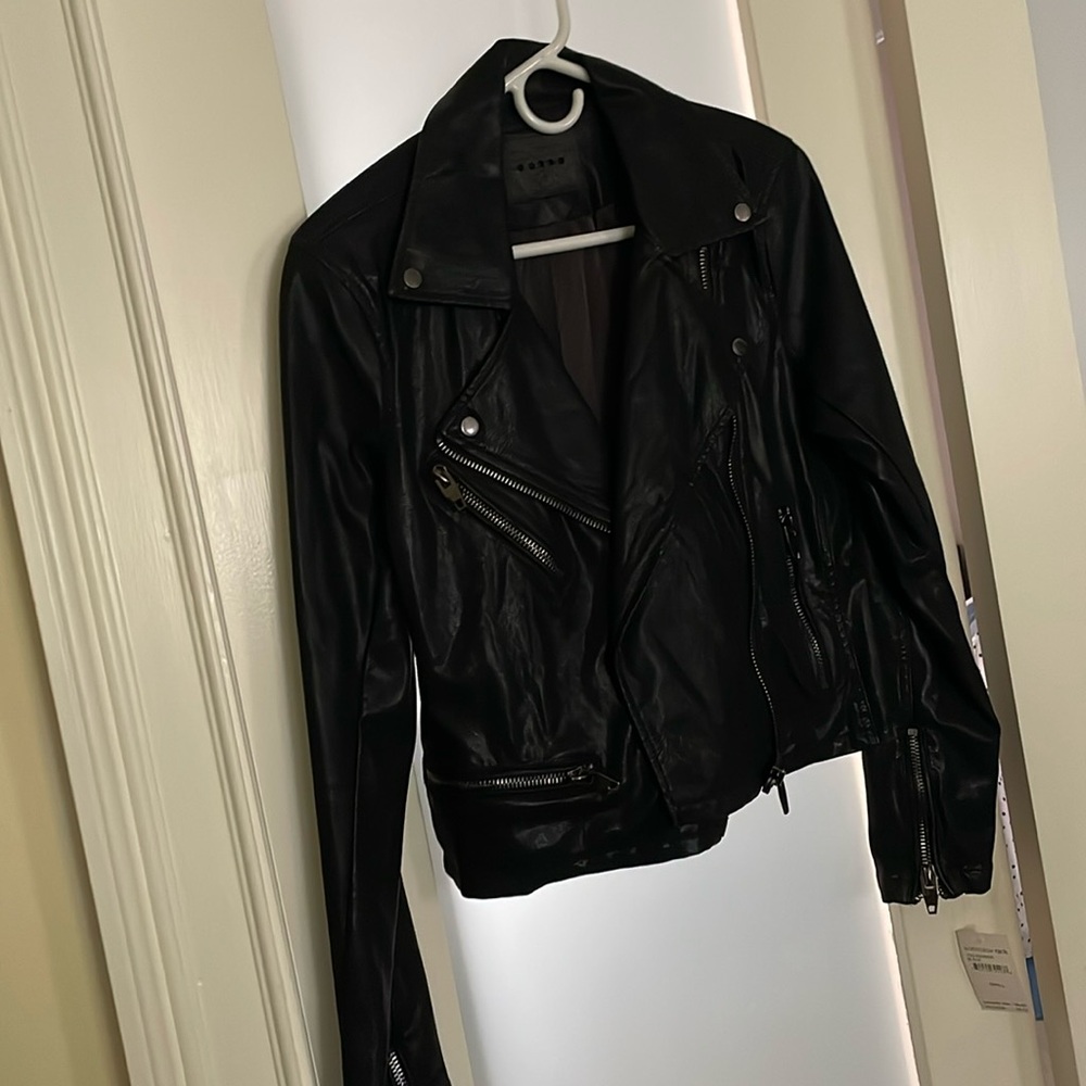 Black Vegan Leather Moto Jacket